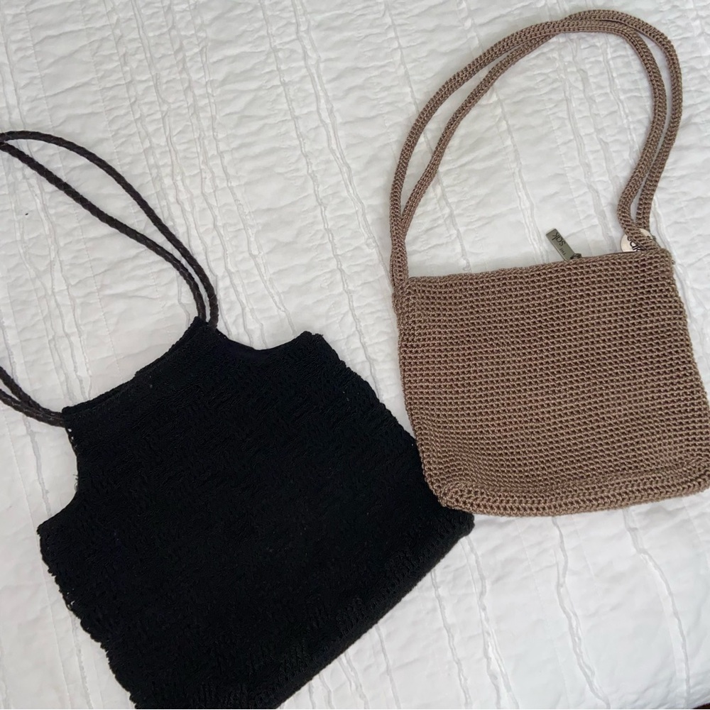 The Sak/woven small purse bundle black and tan neutral minimalist